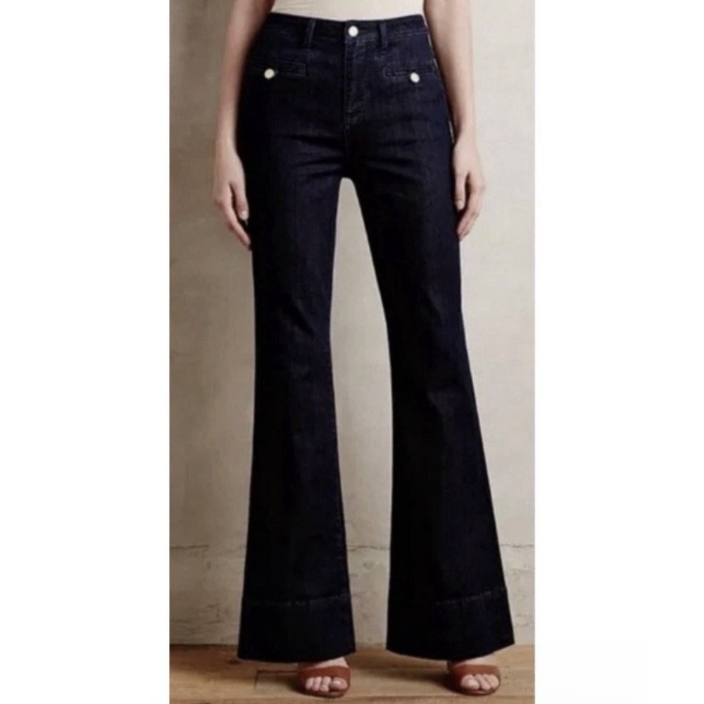 Pilcro and The Letterpress Women's Superscript Dark Wash Flare Jeans Size 31